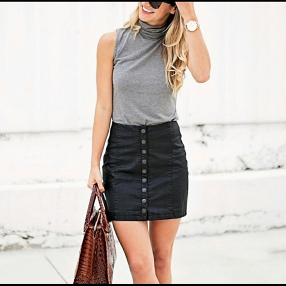Free People Dresses & Skirts - FREE PEOPLE | Oh Snap Vegan Leather Mini Skirt 8